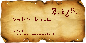 Novák Ágota névjegykártya
